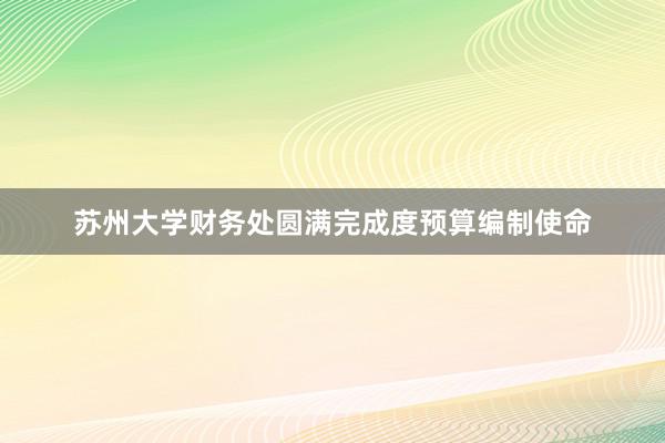 苏州大学财务处圆满完成度预算编制使命