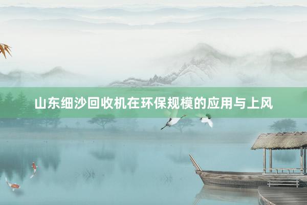山东细沙回收机在环保规模的应用与上风