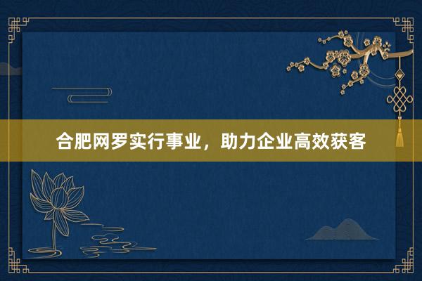 合肥网罗实行事业，助力企业高效获客