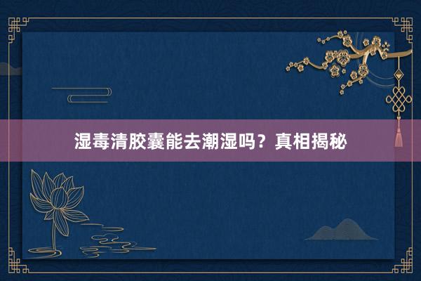 湿毒清胶囊能去潮湿吗？真相揭秘